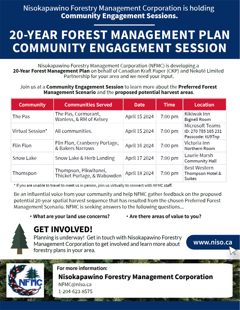 Nisokapawino Forestry Management Corporation Community Engagement Sessions: 20-Year Forest Management Plan